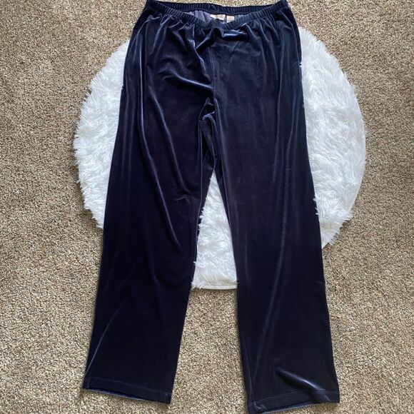 Easy Wear by Chico’s Velour Pants and Top Outfit Short Sleeve Blue Women’s Large - Picture 3 of 12